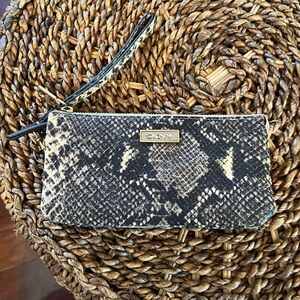 DKNY Black and Cream Patterned Wristlet